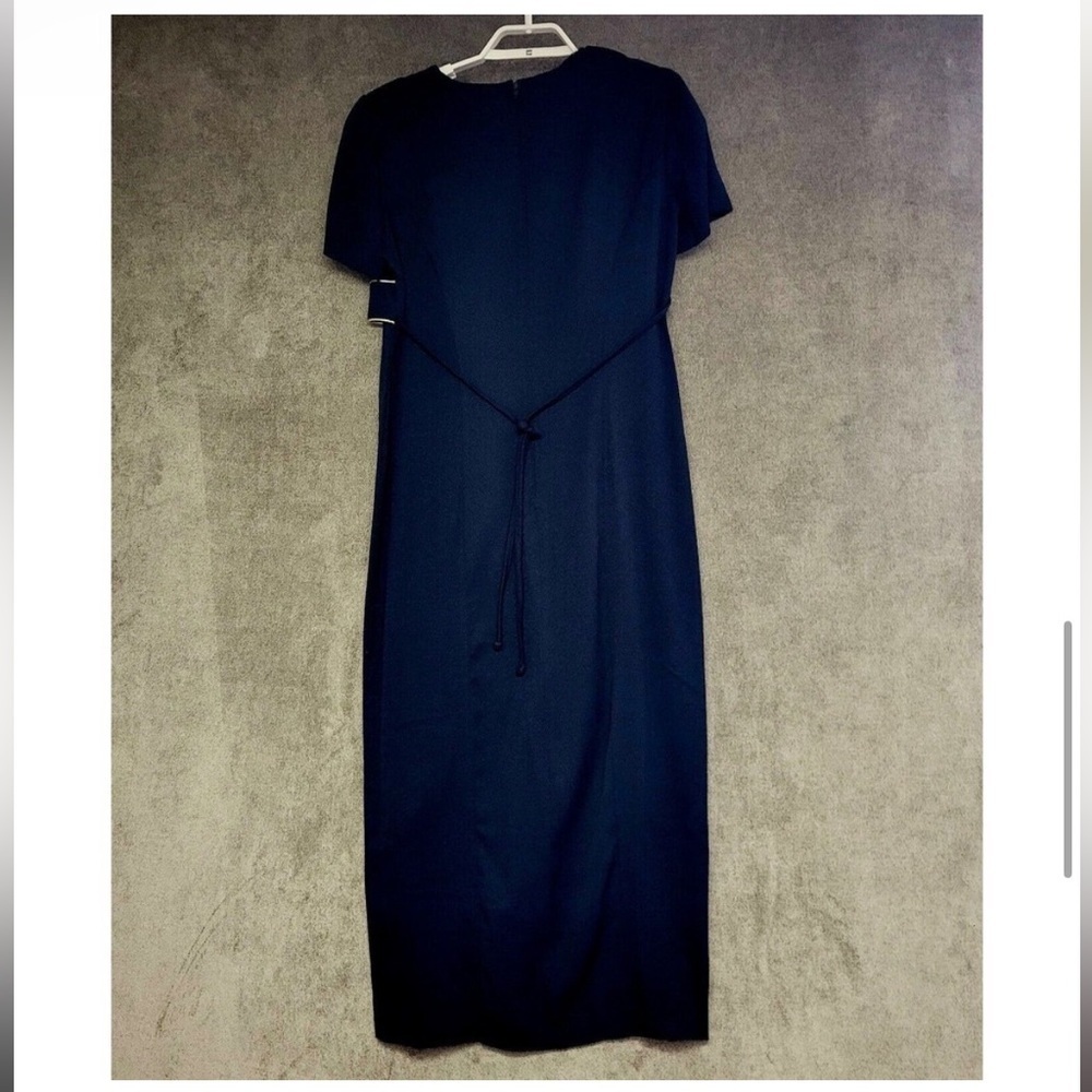 Vintage Scarlet Maxi Dress Womens 7/8 Blue Gold Metallic Embroidered Tiger Tie - Picture 6 of 9